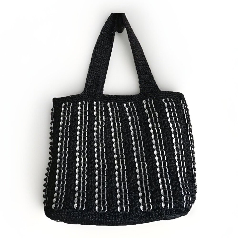 Crochet/Woven Recycled Soda Pop Can Tab Large Tote Bag Boho Festival - Picture 2 of 6